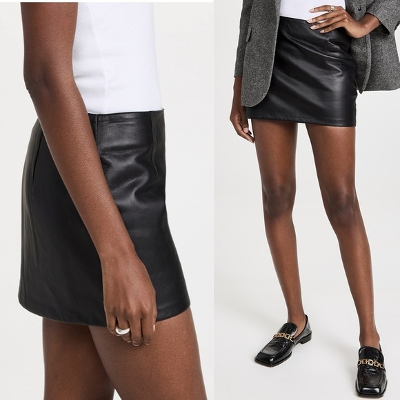 Anine Bing Black Leather Mini Skirt Biker Punk Rock Goth Sexy Large Party - Picture 1 of 8